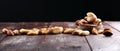 Para nuts on a rustic wooden table and para nuts in bowl Royalty Free Stock Photo