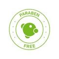 Paraben Chemical Free Green Circle Stamp. No Preservative, Safety Bio Product Icon. Free Plastic Eco Organic Cosmetic