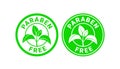 Paraben Free sign or stamp symbol.