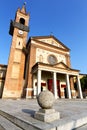 parabiago the old church closed tower sidewalk italy lom