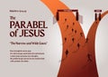 The Parable of the Narrow and Wide Gate. Vector Illustration Royalty Free Stock Photo