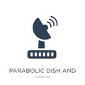 parabolic dish and icon in trendy design style. parabolic dish and icon isolated on white background. parabolic dish and vector