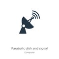 Parabolic dish and signal icon vector. Trendy flat parabolic dish and signal icon from computer collection isolated on white