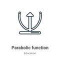Parabolic function outline vector icon. Thin line black parabolic function icon, flat vector simple element illustration from