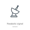 Parabolic signal icon. Thin linear parabolic signal outline icon isolated on white background from hardware collection. Line Royalty Free Stock Photo