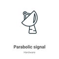 Parabolic signal outline vector icon. Thin line black parabolic signal icon, flat vector simple element illustration from editable Royalty Free Stock Photo