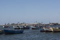 PARACAS, PERU-Colorful fishing boats in Paracas Bay on January 2015 in Paracas, Peru. Paracas is a small port town catering to