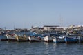 Paracas, Peru -Colorful old fishing boats in Paracas Bay in January 2015 in Ica, Peru. Paracas is a small port city that serves Royalty Free Stock Photo