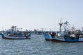 Paracas, Peru -Colorful old fishing boats in Paracas Bay in January 2015 in Ica, Peru. Paracas is a small port city that serves Royalty Free Stock Photo