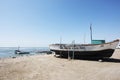 Paracas, Peru -Colorful old fishing boats in Paracas Bay in January 2015 in Ica, Peru. Paracas is a small port city that serves Royalty Free Stock Photo