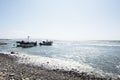 Paracas, Peru -Colorful old fishing boats in Paracas Bay in January 2015 in Ica, Peru. Paracas is a small port city that serves Royalty Free Stock Photo