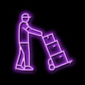 paracel courier neon glow icon illustration Royalty Free Stock Photo
