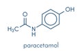 Paracetamol acetaminophen analgesic drug molecule. Used to reduce fever and relieve pain. Skeletal formula.