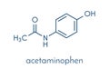 Paracetamol acetaminophen analgesic drug molecule. Used to reduce fever and relieve pain. Skeletal formula.