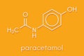 Paracetamol acetaminophen analgesic drug molecule. Used to reduce fever and relieve pain. Skeletal formula.