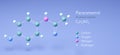 paracetamol, acetaminophen, molecular structures, 3d rendering, Structural Chemical Formula and Atoms with Color Coding Royalty Free Stock Photo
