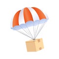 Parachute box delivery concept. Send package shipping service. Vector Royalty Free Stock Photo