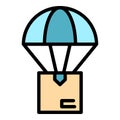 Parachute box delivery icon color outline vector