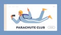 Parachute Club Landing Page Template. Parachuting, Skydiving, Base Jumping Activity, Extreme Recreation