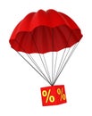 Parachute with a discount sign