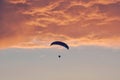 Parachute flyier on pink cloudy sky Royalty Free Stock Photo
