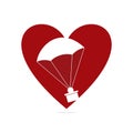 Parachute Gift delivery heart shape concept vector logo