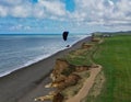 Parachute glider at Weybourne beach in Norfolk