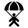 Parachute jumper icon black color illustration flat style simple image Royalty Free Stock Photo