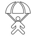 Parachute jumper icon black color illustration flat style simple image