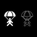 Parachute jumper icon set white color illustration flat style simple image Royalty Free Stock Photo