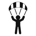 Parachute jumper man icon, simple style