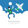 Parachute jumping, man in sky