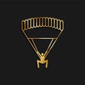 Parachute, man, icon gold icon. Vector illustration of golden style