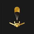 Parachute, man, icon gold icon. Vector illustration of golden style