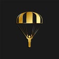 Parachute, man, icon gold icon. Vector illustration of golden style