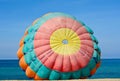 Parachute for parasailingon the beach in blue sky