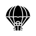 parachute soldier glyph icon vector illustration