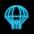 parachute soldier neon glow icon illustration