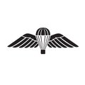 Parachute with Wings or Parachutist Badge Used by Parachute Regiment in British Armed Forces Military Badge Black and White