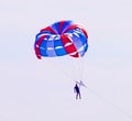 Parachuter descending with a parachute