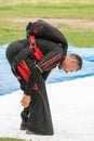 Parachuter preparing for jumping