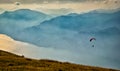 Parachutes flying on sky