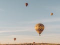 Parachutes flying up in the air during daytime Royalty Free Stock Photo