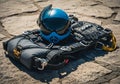 Parachuting Gear Flatlay on Stone Ground Royalty Free Stock Photo