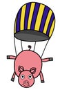 Parachuting pig doodle style