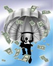 Parachuting Cash Silhouette Business Man Royalty Free Stock Photo
