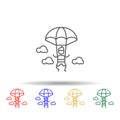 Parachutist, adventure multi color style icon. Simple thin line, outline vector of Adventure icons for ui and ux, website or