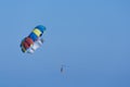 Parachutist against the blue sky