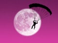 Parachutist in the moon