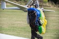 Parachutist with parachut on an airfield Royalty Free Stock Photo